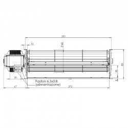 Ventilateur / Tangentiel pour poêle à pellets - Longueur 30 cm - diamètre 6  cm